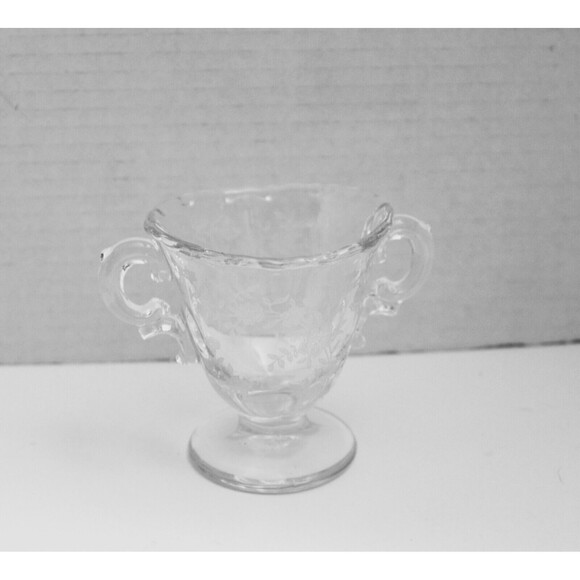 MCM Coffee Tea Service Floral Etched Glass Creamer Sugar Bowl And Tray - Picture 5 of 9